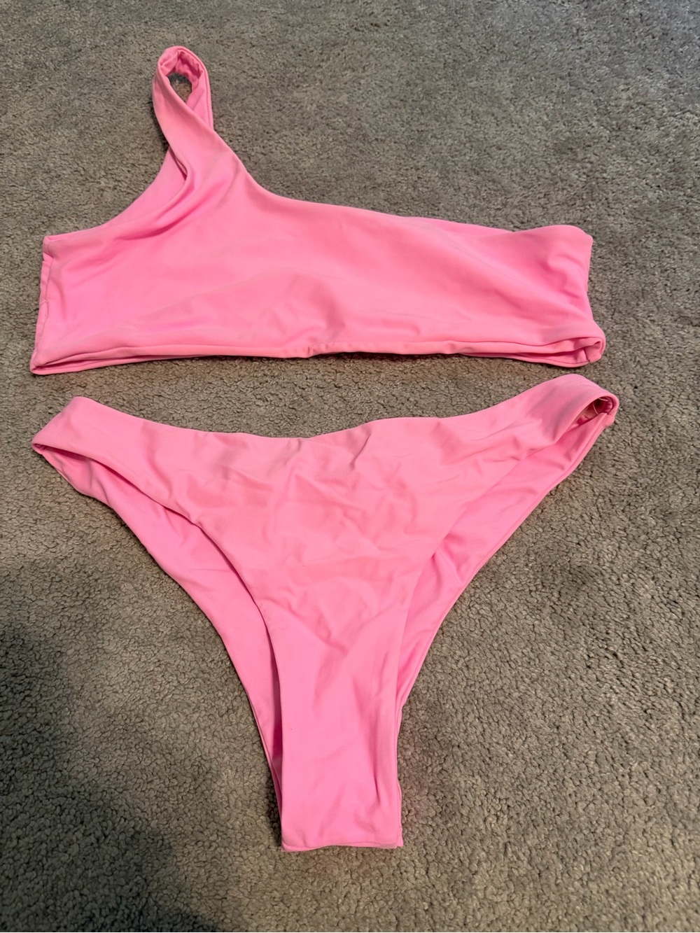 Zaful Bright Pink One-Shoulder Bikini